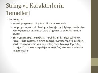 String ve Karakterlerin Temelleri