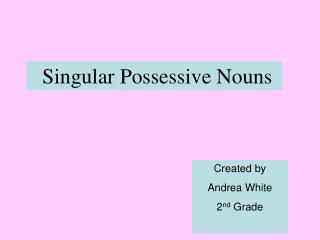 Singular Possessive Nouns