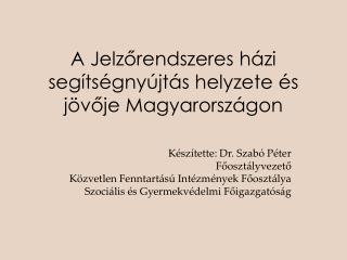 A Jelzőrendszeres házi segítségnyújtás helyzete és jövője Magyarországon