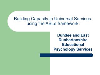 Building Capacity in Universal Services using the ABLe framework