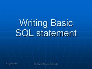Writing Basic SQL statement