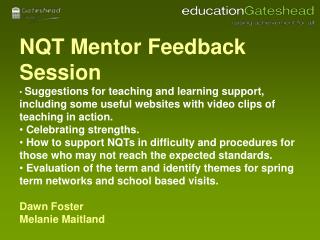 NQT Mentor Feedback Session