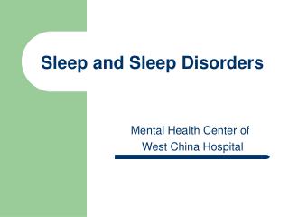 Sleep and Sleep Disorders