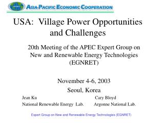 USA: Village Power Opportunities and Challenges