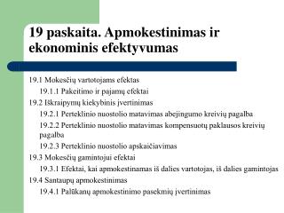 19 paskaita. Apmokestinimas ir ekonominis efektyvumas