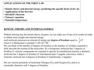 APPLICATIONS OF THE FIRST LAW