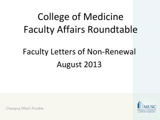 College of Medicine Faculty Affairs Roundtable