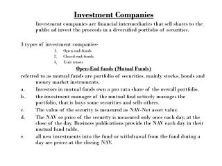 Investment Companies