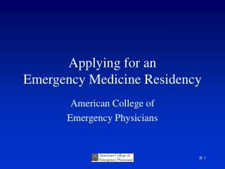 Applying for an Emergency Medicine Residency