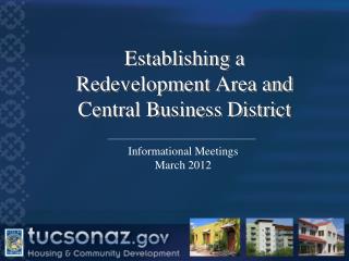 Establishing a Redevelopment Area and Central Business District
