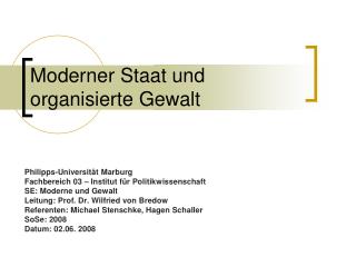 Moderner Staat und organisierte Gewalt