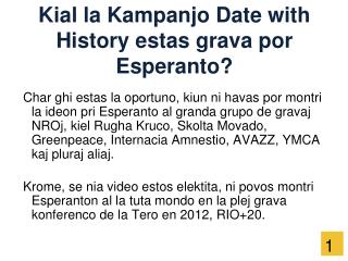 Kial la Kampanjo Date with History estas grava por Esperanto?