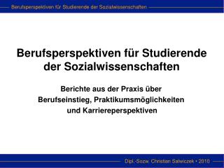 Berufsperspektiven für Studierende der Sozialwissenschaften