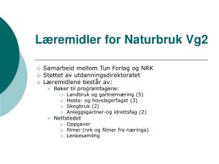 Læremidler for Naturbruk Vg2