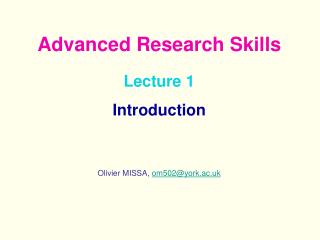 Lecture 1 Introduction