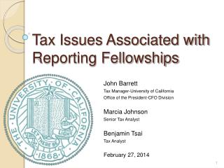 Tax Issues Associated with Reporting Fellowships