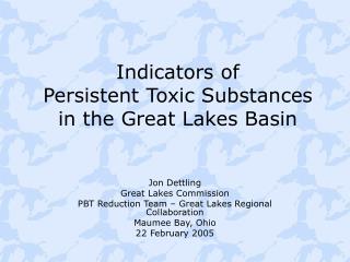 Indicators of Persistent Toxic Substances in the Great Lakes Basin