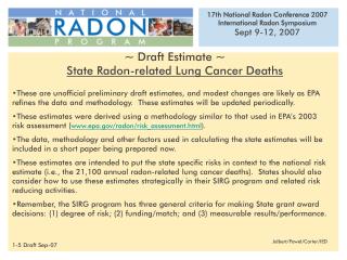 ~ Draft Estimate ~ State Radon-related Lung Cancer Deaths