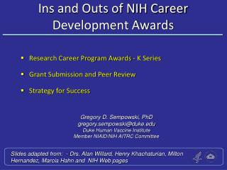 Ins and Outs of NIH Career Development Awards