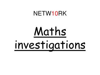 Maths investigations