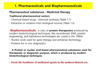 1. Pharmaceuticals and Biopharmaceuticals