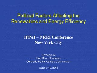 Political Factors Affecting the Renewables and Energy Efficiency