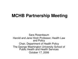 MCHB Partnership Meeting