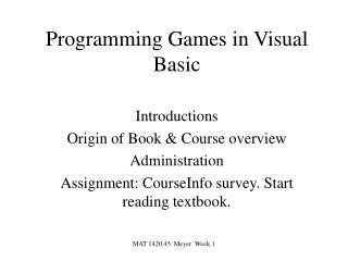 Programming Games in Visual Basic