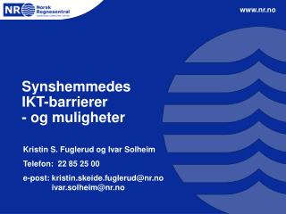 Synshemmedes IKT-barrierer - og muligheter