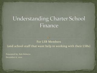 Understanding Charter School Finance