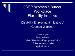 ODEP-Women’s Bureau Workplace Flexibility Initiative