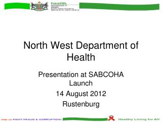 North West Department of Health