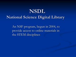 NSDL National Science Digital Library