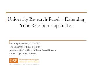 University Research Panel – Extending Your Research Capabilities
