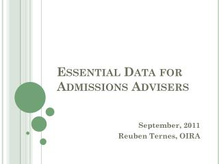 Essential Data for Admissions Advisers