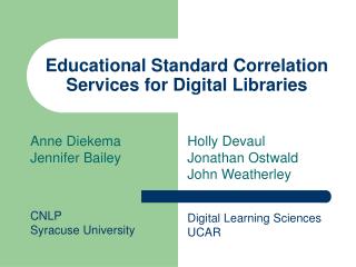 Educational Standard Correlation Services for Digital Libraries