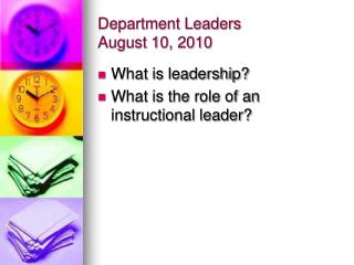 Department Leaders August 10, 2010