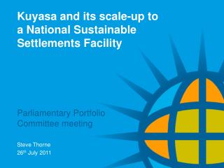 Kuyasa and its scale-up to a National Sustainable Settlements Facility