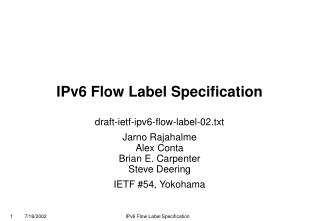 IPv6 Flow Label Specification