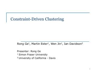 Constraint-Driven Clustering