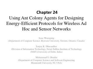 Isaac Woungang (Department of Computer Science ,Ryerson University, Toronto, Ontario, Canada)