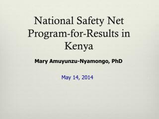 National Safety Net Program-for-Results in Kenya