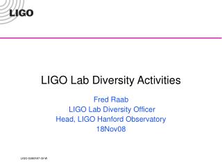 LIGO Lab Diversity Activities