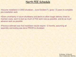 North FEE Schedule