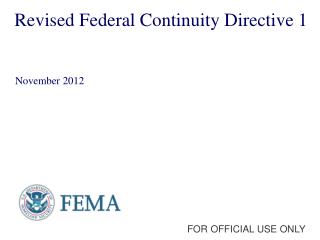 Revised Federal Continuity Directive 1