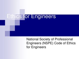 Ethics for Engineers