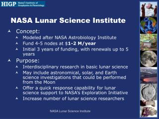 NASA Lunar Science Institute
