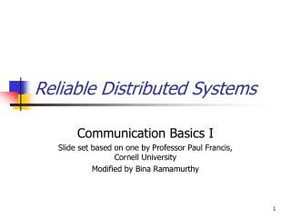 Reliable Distributed Systems