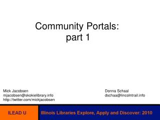 Community Portals:  part 1