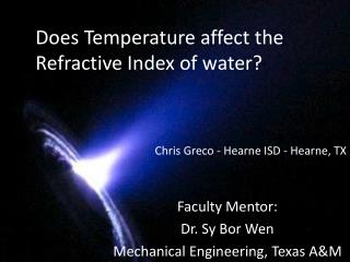 Does Temperature affect the Refractive Index of water?